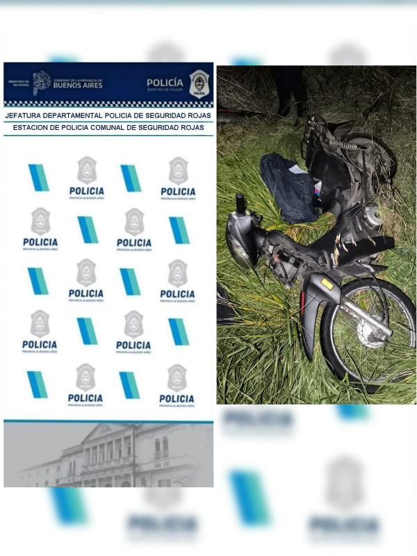 Rojas: La policía recuperó una motocicleta robada en la calle Paso y demoró a un menor de 13 años