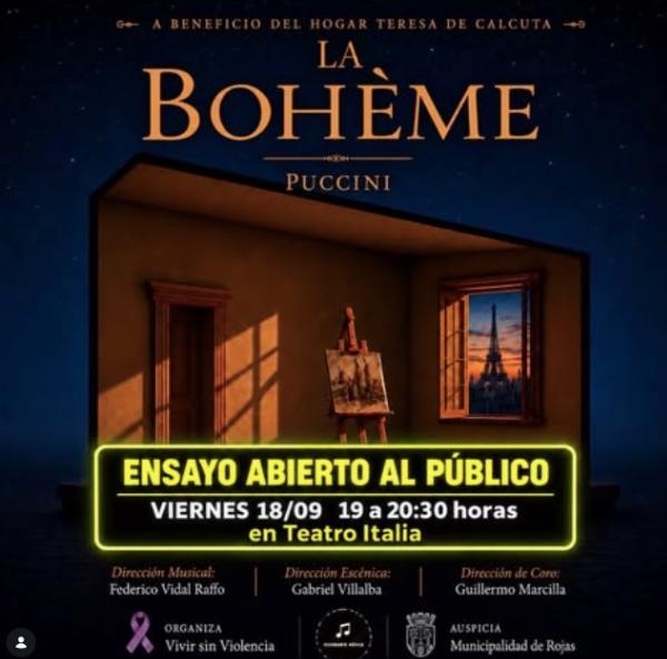 Teatro Italia de Rojas: ensayo abierto al público de la ópera "La Bohème"