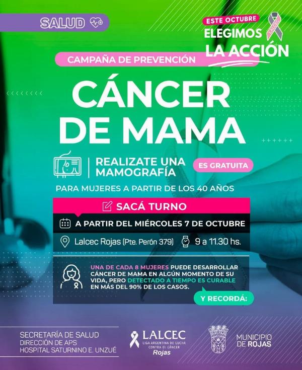 Octubre Rosa: LALCEC Rojas y el Municipio lanzan una campaña de prevención y mamografías gratuitas