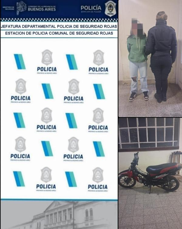 Una joven fue aprehendida en Rojas con una moto robada que tenía pedido de secuestro activo