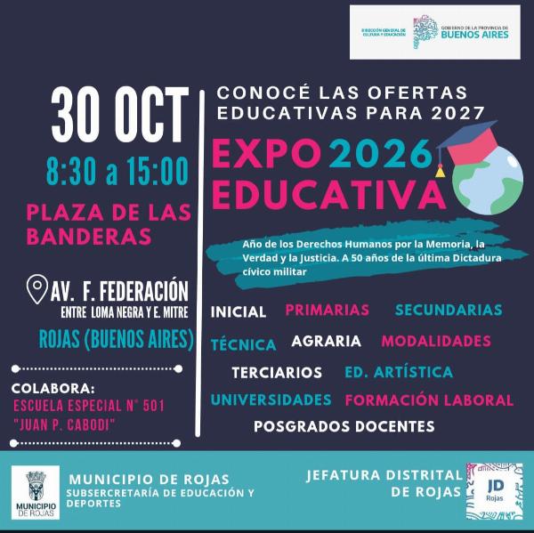 Se viene la Expo Educativa 2026 en Rojas: presentarán la oferta académica y formativa para el ciclo 2027